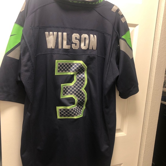 Nike On Field NFL Authentic Seattle Seahawks #3 Wilson Fan men's Blue Jersey - Picture 6 of 15